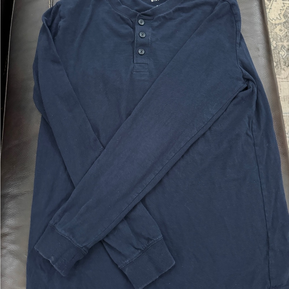 Men's  Gap Navy Long Sleeve Henley Shirt